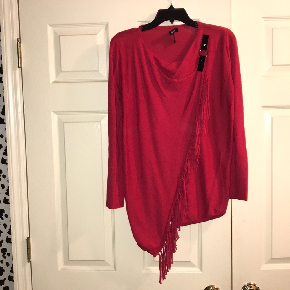 INC Draped Fringe Sweater